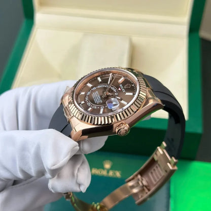 skyscraper Rose Gold Oysterflex (Chocolate Dial) - Luxury Watch