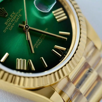 D-Date President 40 Yellow Gold Green Ombre - Luxury Watch