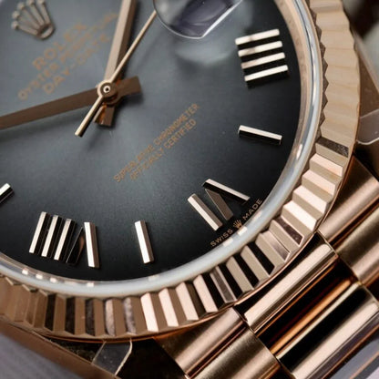Everose Gold President D-Date 40 Slate Ombre - Luxury Watch