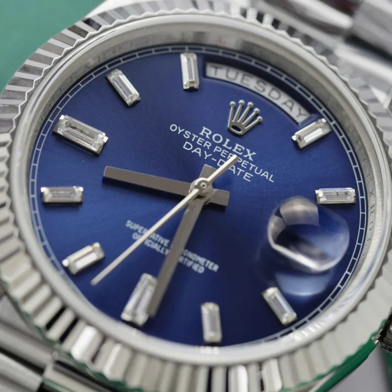 Stainless Steel President Dark Blue D-Date 40 - Luxury Watch