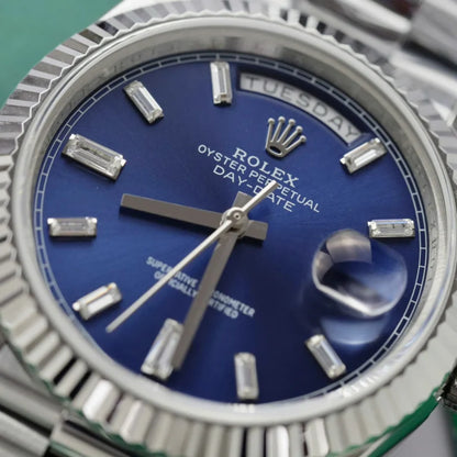 Stainless Steel President Dark Blue D-Date 40 - Luxury Watch