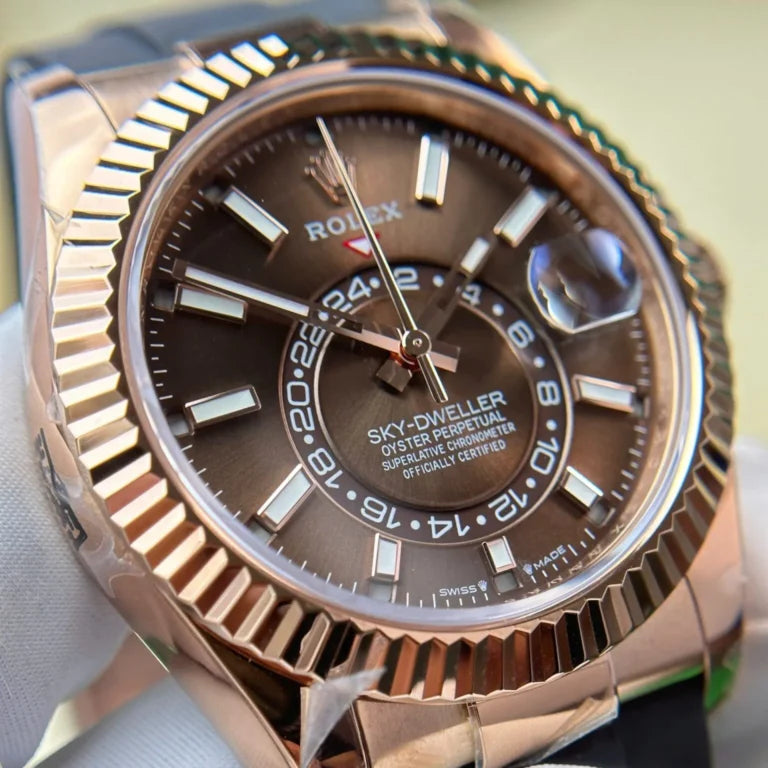 skyscraper Rose Gold Oysterflex (Chocolate Dial) - Luxury Watch