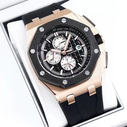44mm Sport Watch Black Bronze Rubber Strap Black Dial