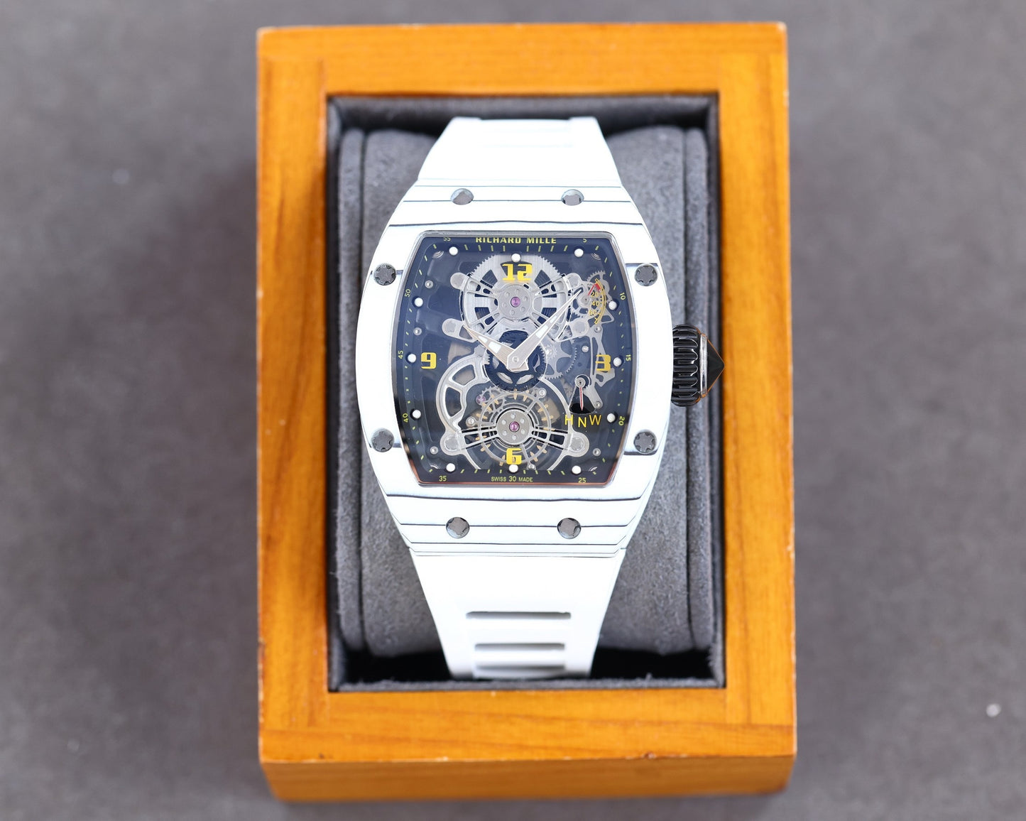 Carbon Sports Watch White Rubber Black Dial- Luxury Watch