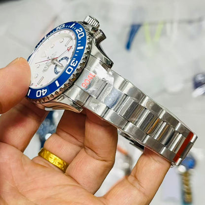 Level II Stainless Steel (White Dial, Blue Bezel) - Luxury Watch