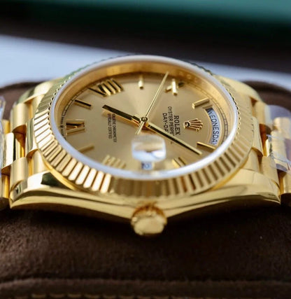 Gold President D-Date Champagne Roman Numerals Dial - Luxury Watch