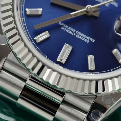 Stainless Steel President Dark Blue D-Date 40 - Luxury Watch