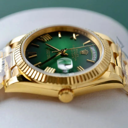 D-Date President 40 Yellow Gold Green Ombre - Luxury Watch