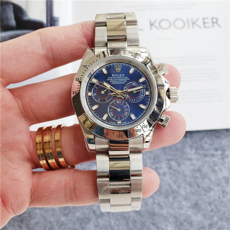 White Gold Stainless Steel (Blue Dial) - Luxury Watch