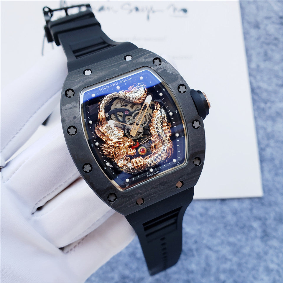 Carbon Sports Watch Black Rubber Eagle Black Dial- Luxury Watch