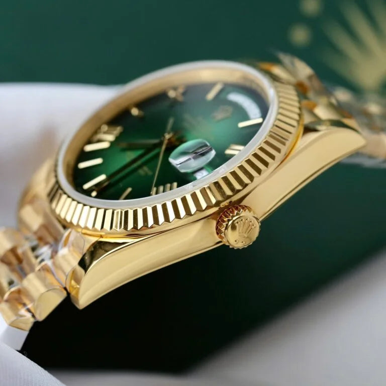 D-Date President 40 Yellow Gold Green Ombre - Luxury Watch