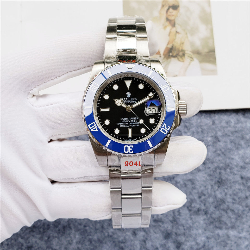 Sports Watch Steel 41mm Date (Blue and Black) - Luxury Watch