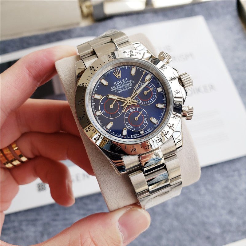 White Gold Stainless Steel (Blue Dial) - Luxury Watch