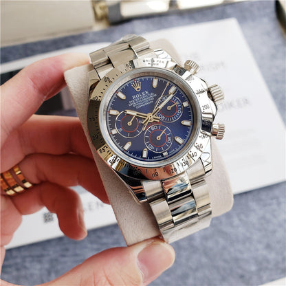 White Gold Stainless Steel (Blue Dial) - Luxury Watch