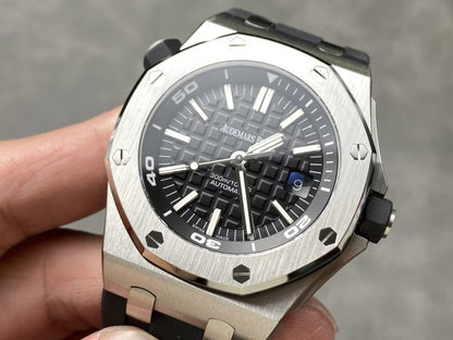 Stainless Steel 41mm Black Strap (Black dial) - Luxury Watch