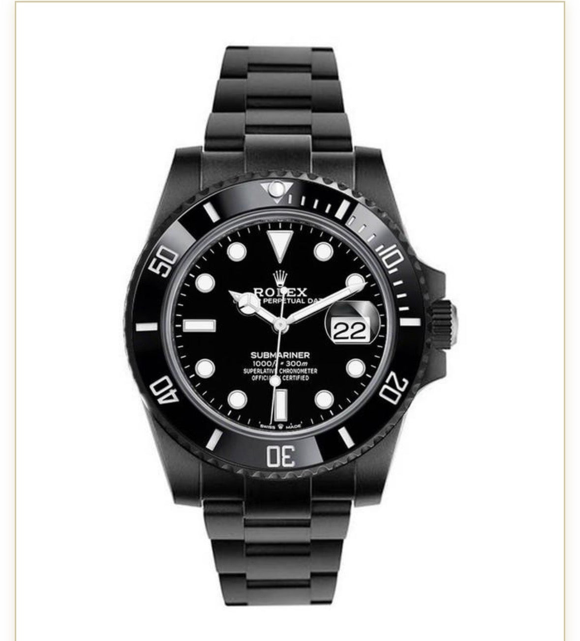 Submarine Stainless Steel Ceramic 41mm Date (Black Dial) - Luxury Watch