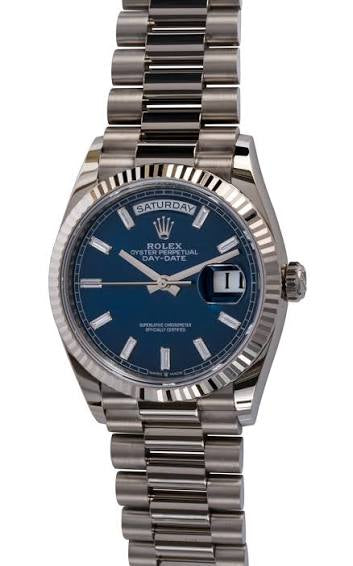 Stainless Steel President Dark Blue D-Date 40 - Luxury Watch