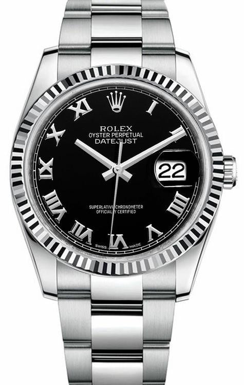 41mm Stainless Steel Oyster Steel Black Dial Roman Numeral- Luxury Watch