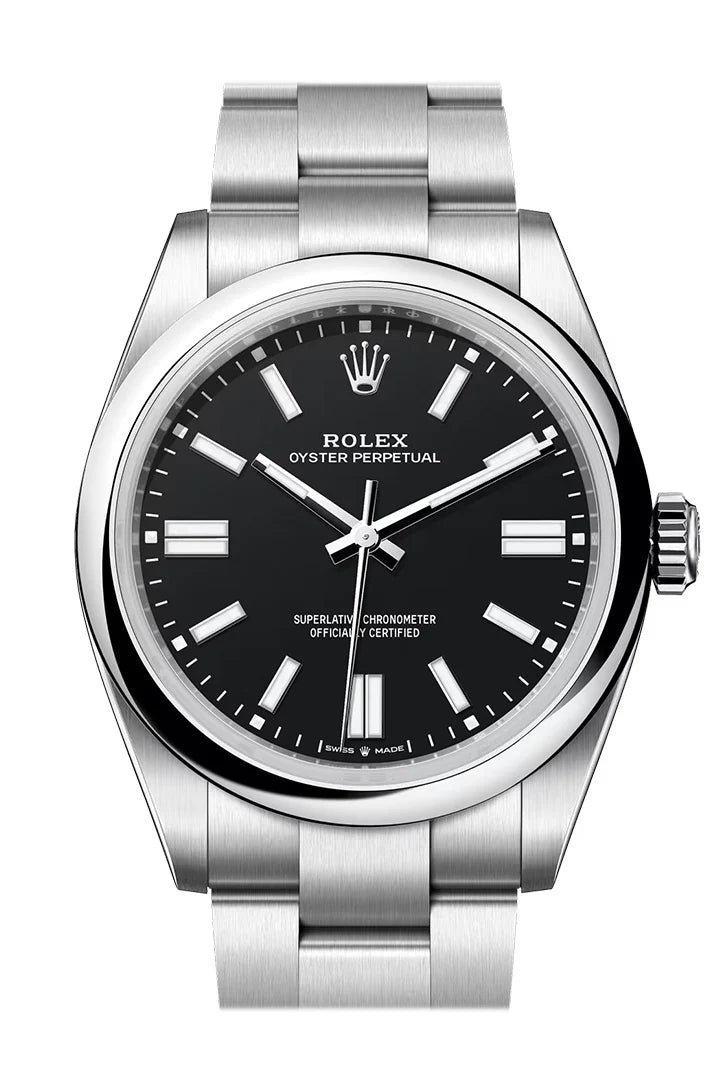 40mm Stainless Steel Oyster Steel Black Dial- Luxury Watch