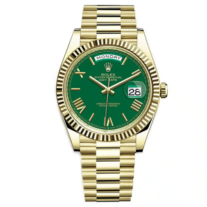 Day Week 40 Yellow Gold Green Dial - Luxury Watch