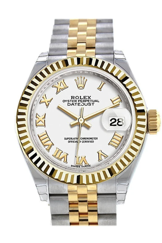 Ladies 28mm Two-Tone Stainless Steel (White Dial) – Luxury Watch