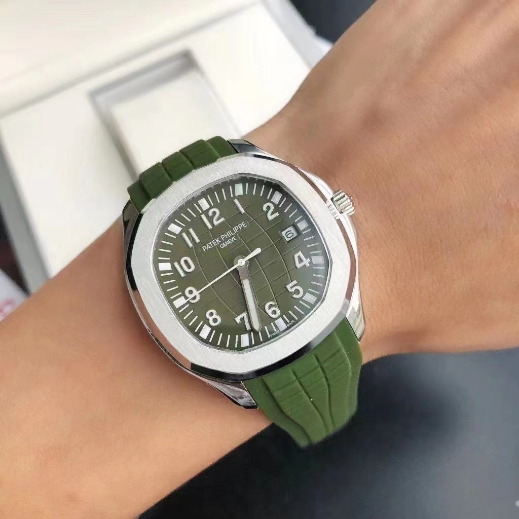Stainless Steel 41mm Green Rubber (black Dial) - Luxury Watch