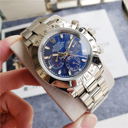 White Gold Stainless Steel (Blue Dial) - Luxury Watch