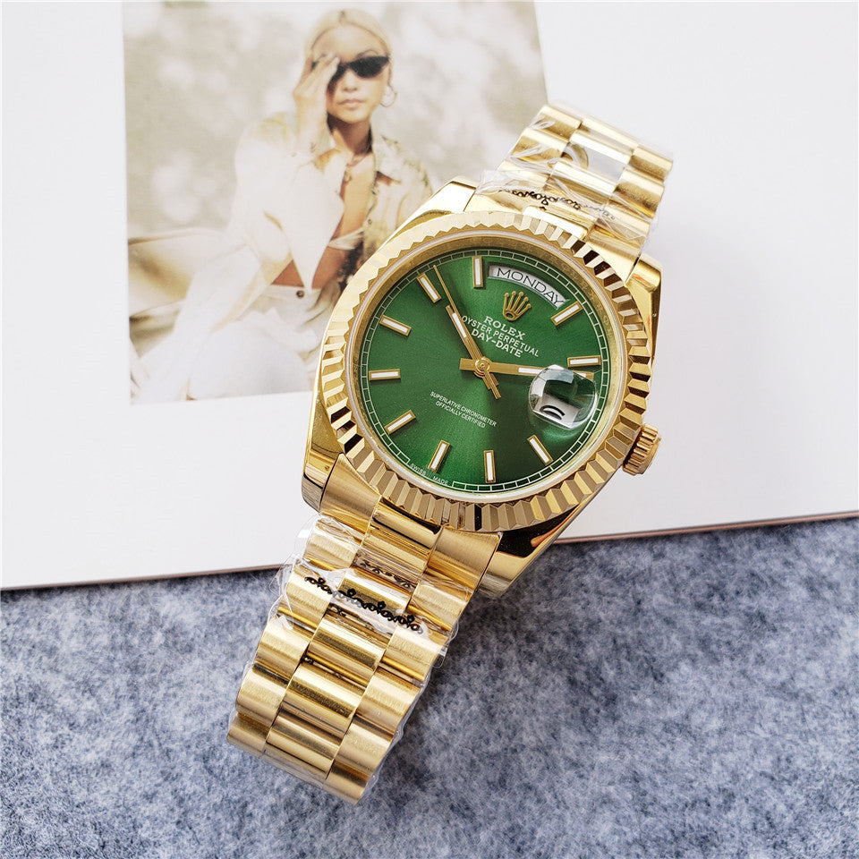 Day Week 40 Yellow Gold Green Dial - Luxury Watch