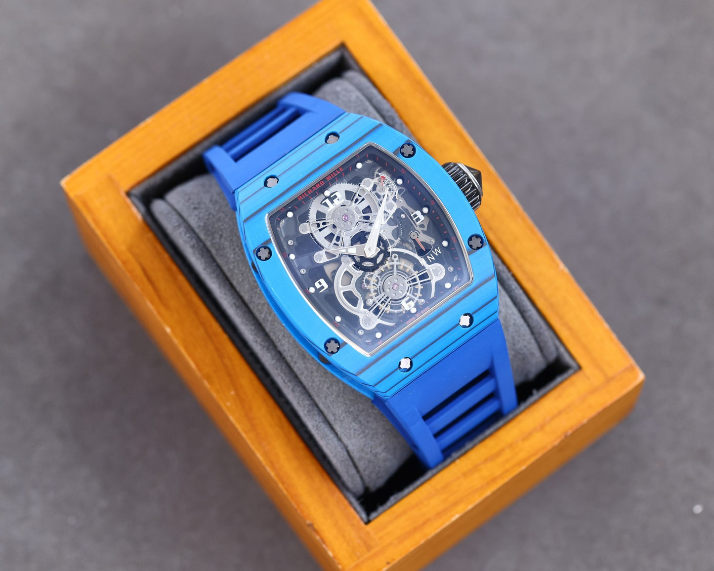 Carbon Sports Watch Blue Rubber Black Dial- Luxury Watch
