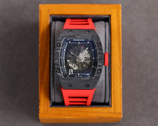 Carbon Sports Watch Rubber Red and Black Dial- Luxury Watch