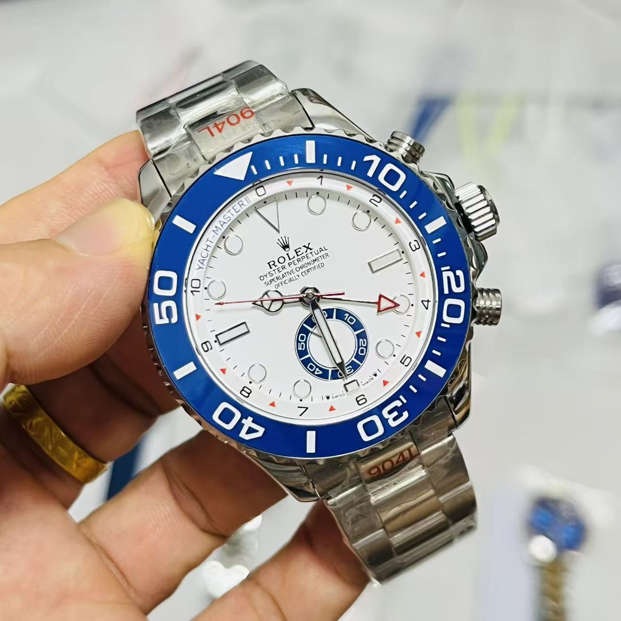 Level II Stainless Steel (White Dial, Blue Bezel) - Luxury Watch