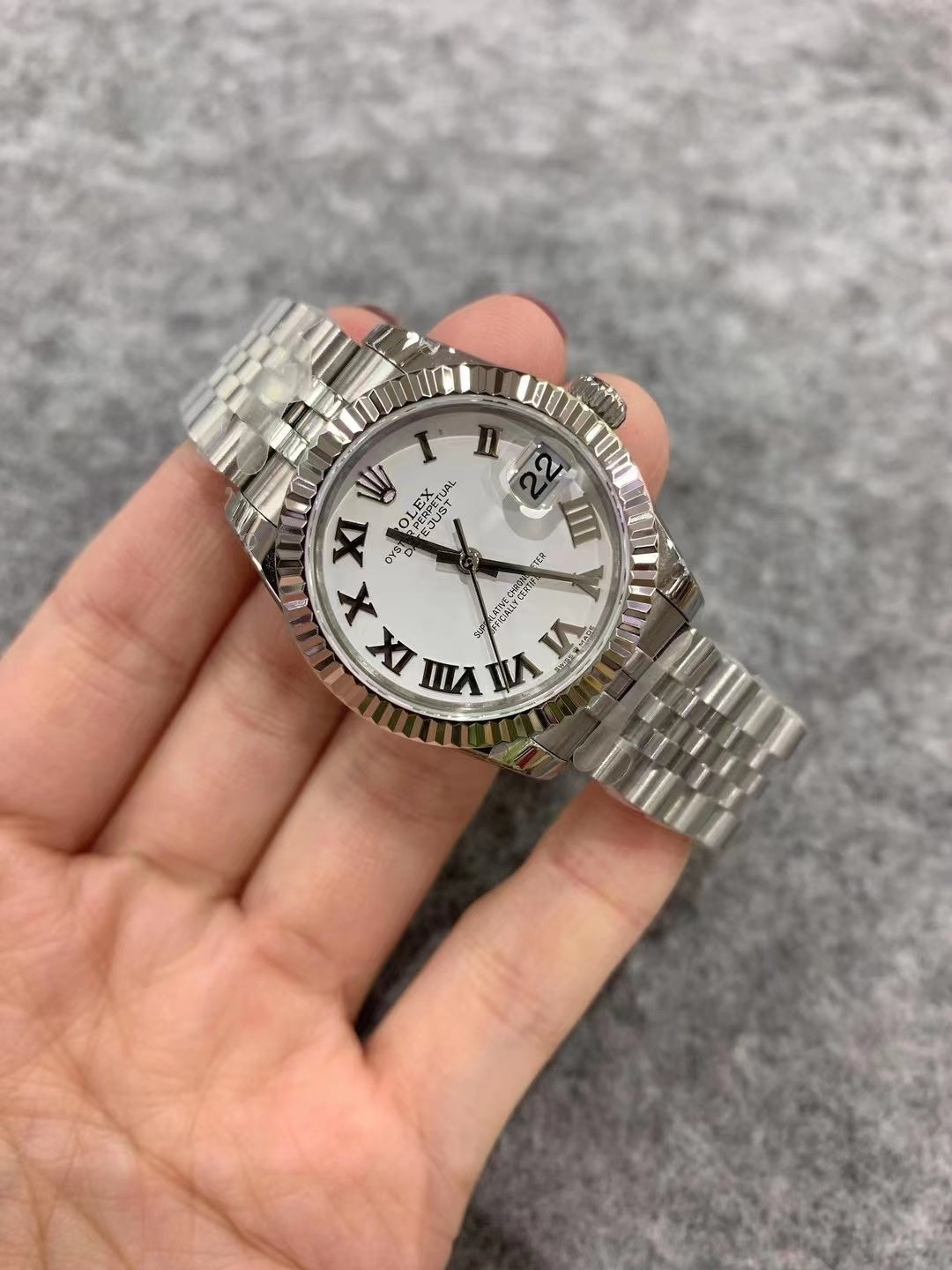 Ladies 28mm Stainless Steel (White Roman Numeral Dial) – Luxury Watch