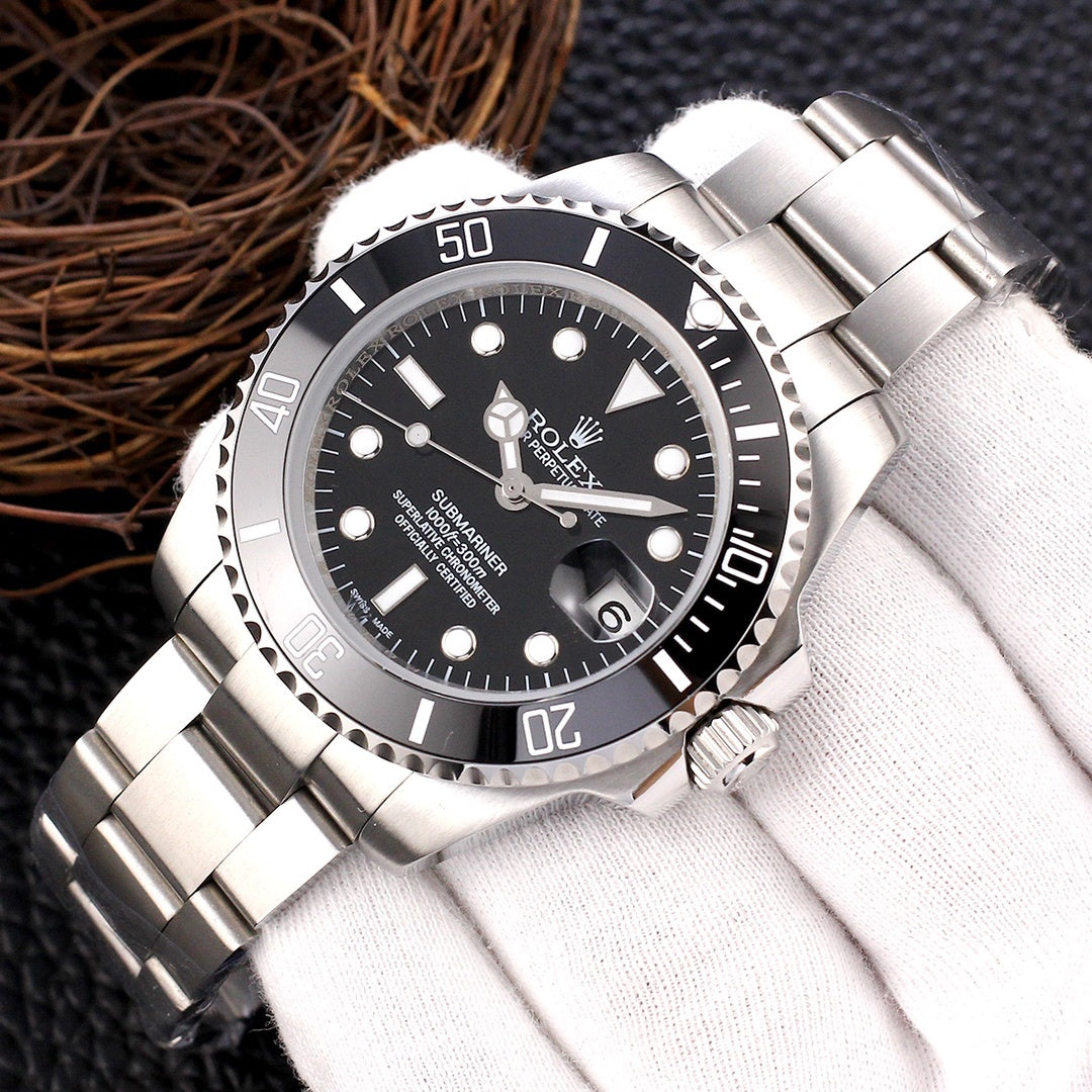 sports watch Stainless Steel 41mm Date (Black Dial) - Luxury Watch