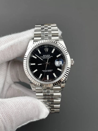 41mm Stainless Jubilee Steel Black Stick Dial - Luxury Watch