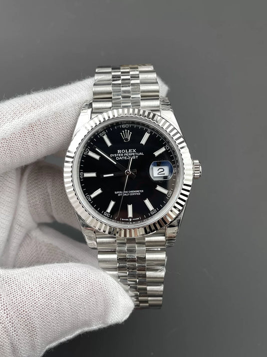 41mm Stainless Jubilee Steel Black Stick Dial - Luxury Watch