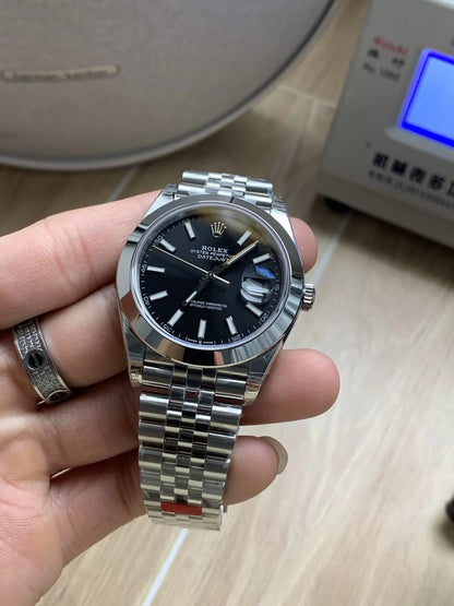 40mm Stainless Steel Oyster Steel Black Dial- Luxury Watch