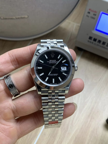 40mm Stainless Steel Oyster Steel Black Dial- Luxury Watch