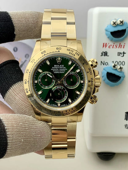 Race Watch Yellow Gold Green Dial - Luxury Watch