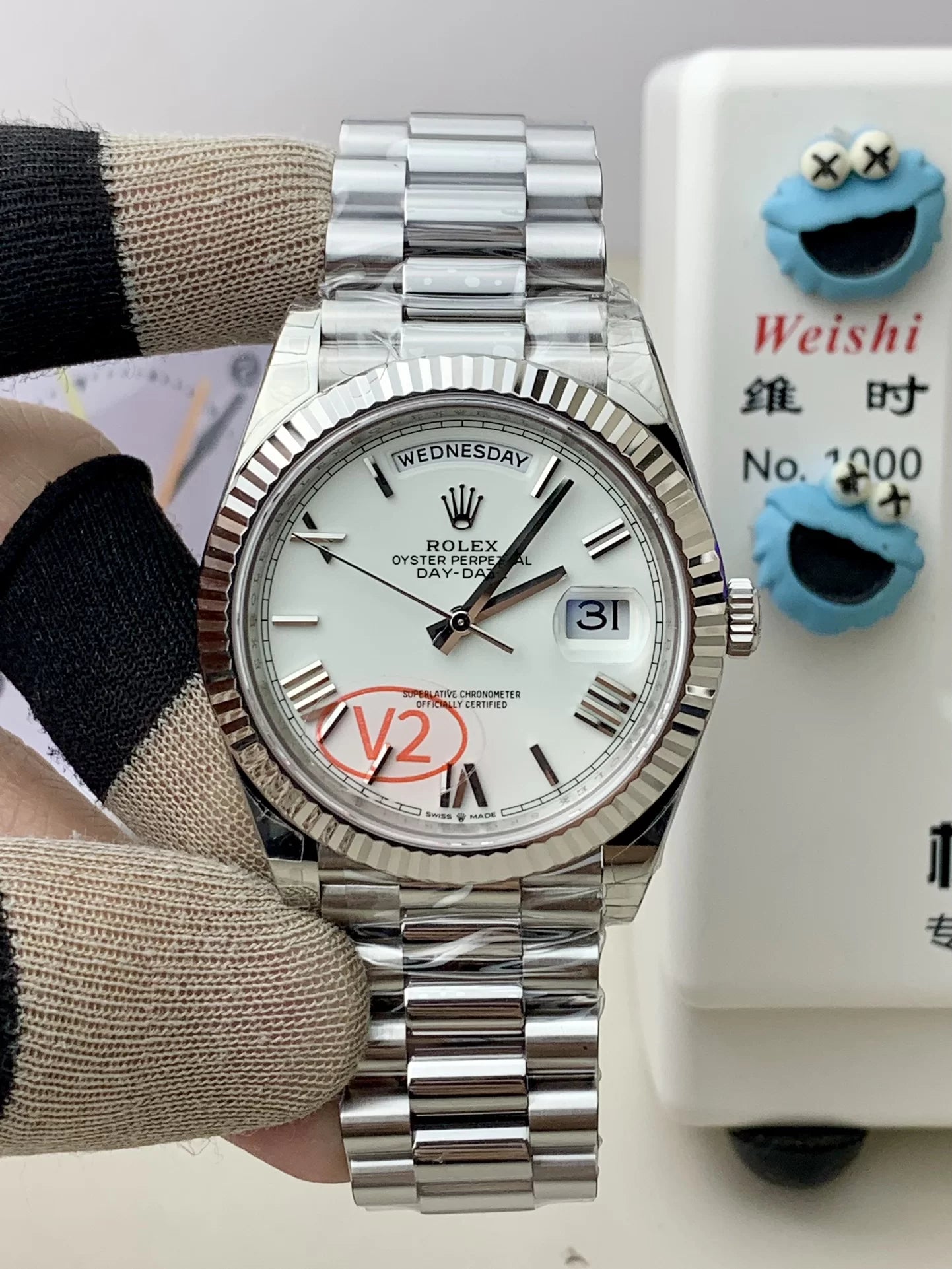 Day Week 40 Stainless Steel White Dial - Luxury Watch