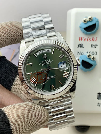 Stainless Steel Day week 40 (Olive Green Dial) - Luxury Watch