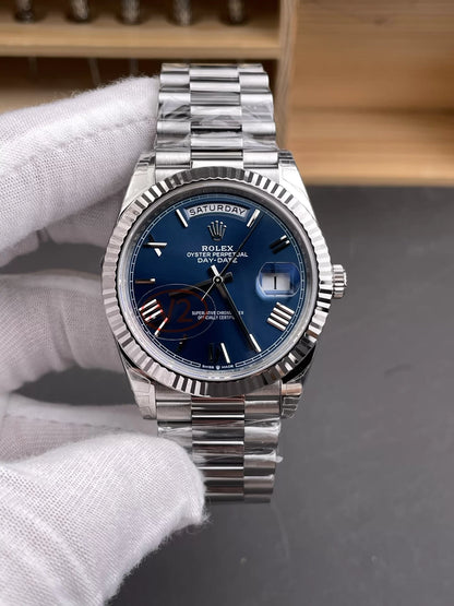 Stainless Steel Day Week Dark Blue Dial 40 - Luxury Watch