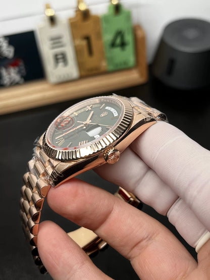 Everose Gold Day Week 40 Green - Luxury Watch