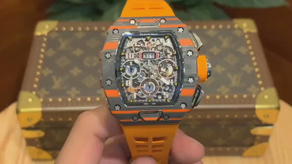 Carbon Sports Watch Rubber Orange and Black Dial- Luxury Watch
