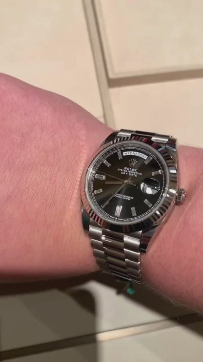 Stainless Steel President D-Date 40 Black - Luxury Watch