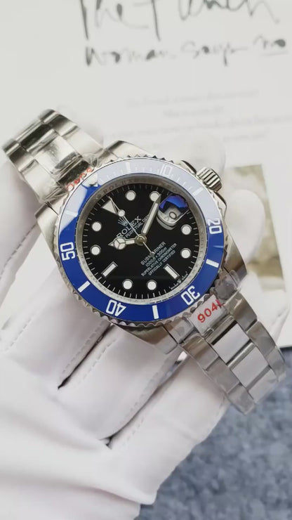 Sports Watch Steel 41mm Date (Blue and Black) - Luxury Watch