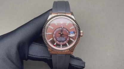 skyscraper Rose Gold Oysterflex (Chocolate Dial) - Luxury Watch