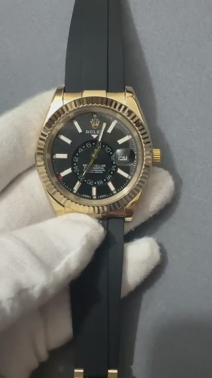 Skyscraper Yellow Gold Oysterflex (Black Dial) - Luxury Watch