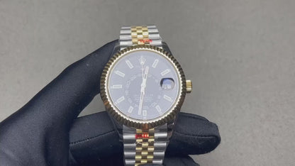 Skyscraper Stainless Steel & Yellow Gold Jubilee (Black Dial) - Luxury Watch