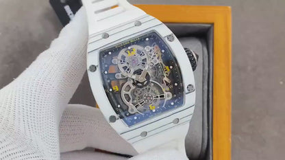 Carbon Sports Watch White Rubber Black Dial- Luxury Watch