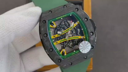Carbon Sports Watch Green Rubber Green and Yellow Dial- Luxury Watch
